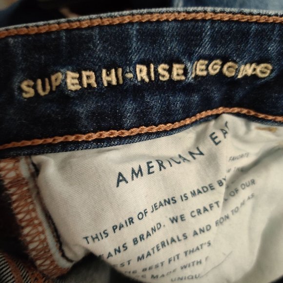 American Eagle Womens Jeans Upcycled Super Hi Rise Jegging Skinny Denim sz 10 - Picture 7 of 8
